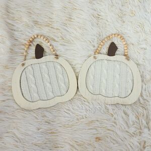 New Lot of two Wood pumpkin wall decor for fall, Thanksgiving